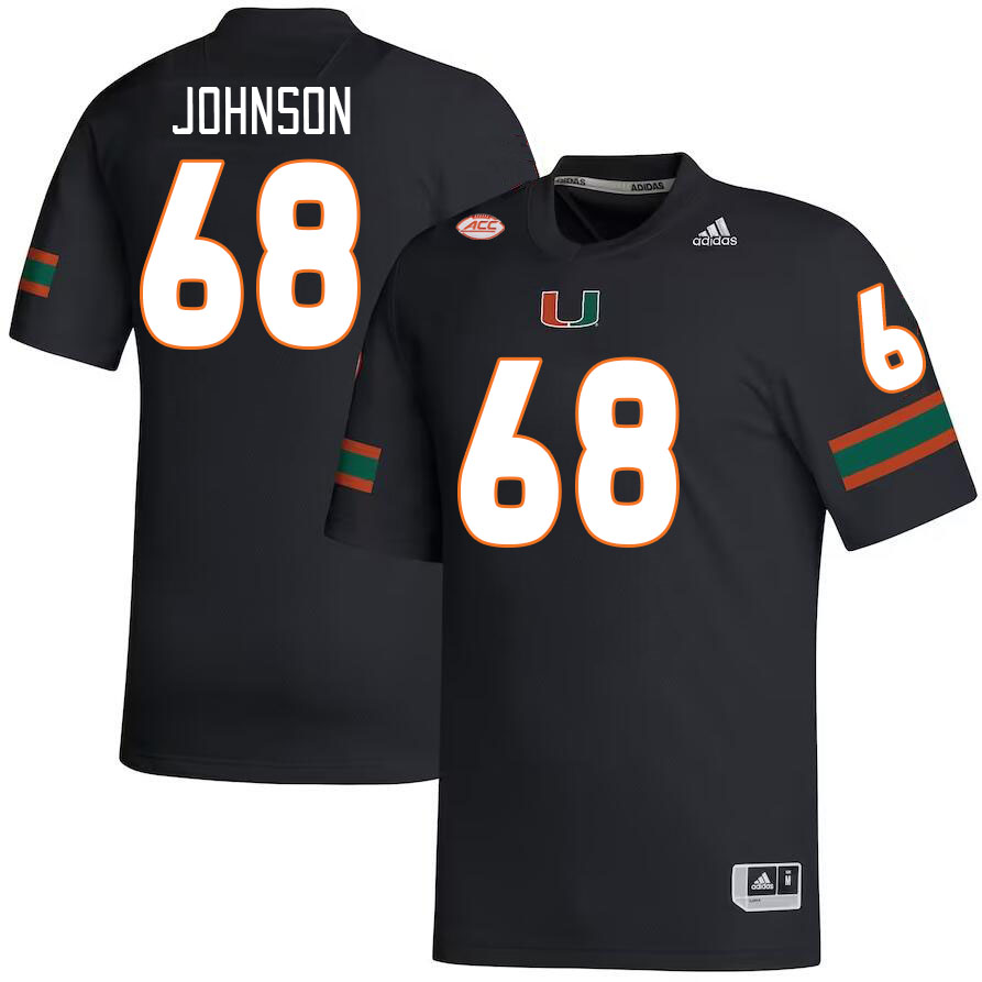 Men #68 Ian Johnson Miami Hurricanes College Football Jerseys Stitched-Black - Click Image to Close